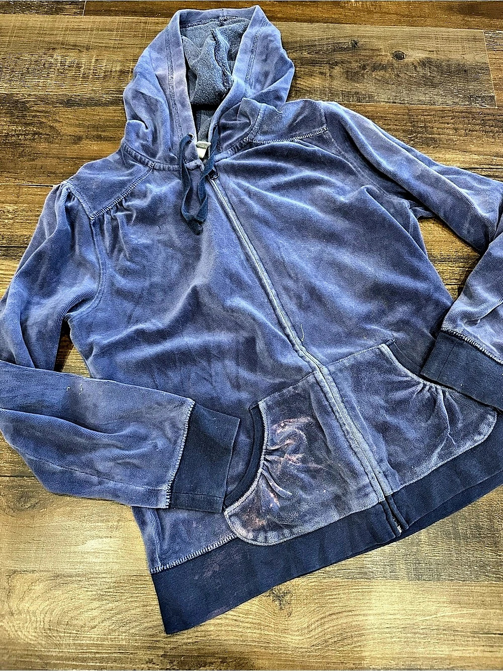 Old Navy Intimates Velour Zip-Up Hoodie Blue Medium